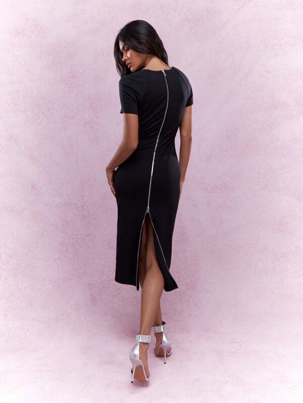 MISSGUIDED Cut Out Square Neck Simple Summer Midi Dress