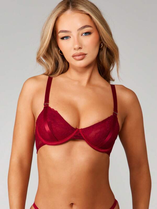 MISSGUIDED Deep Plunge Lace Bra With Underwire