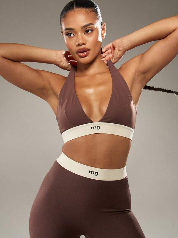 MISSGUIDED Deep V Neck Sports Bra With Elastic Band