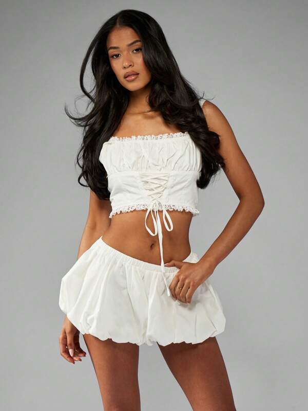 MISSGUIDED Designer Bubble Hem Relaxed Bottoms Shorts
