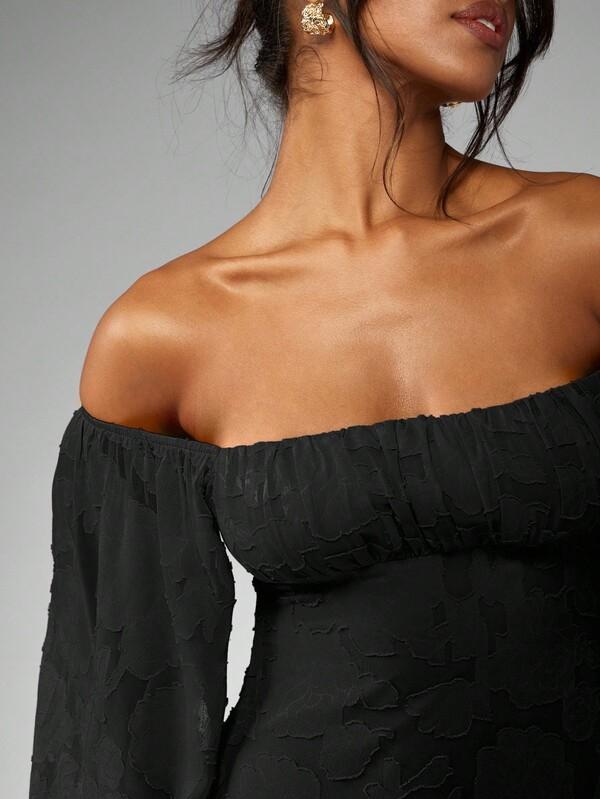 MISSGUIDED Devore Chiffon Mini Skater Dress With Balloon Sleeves