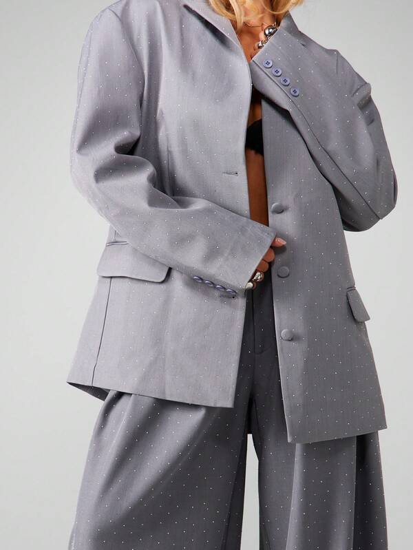 MISSGUIDED Diamante Blazer With Sparkly Details