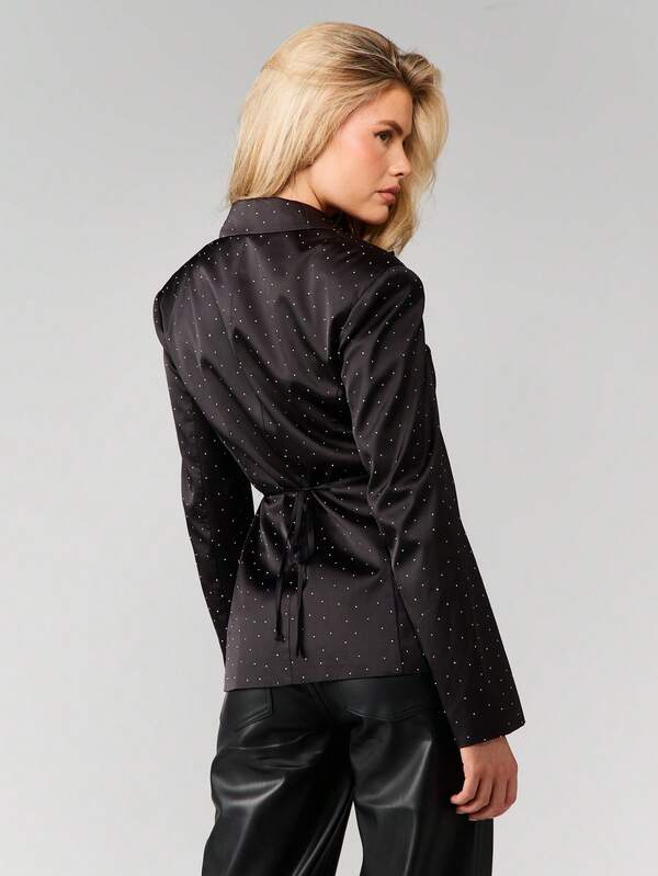 MISSGUIDED Diamante Polka Dot Fitted Blazer