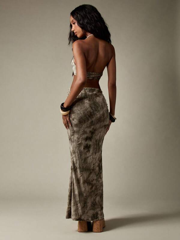 MISSGUIDED Distressed Jersey Maxi Dress With Cutouts And Hardware