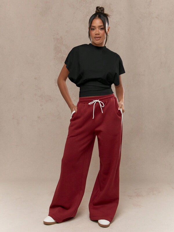 MISSGUIDED Dolman Sleeve T Shirt With Cropped Blouson Waist