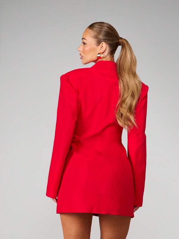MISSGUIDED Double Breasted Blazer Dress With Padded Shoulders