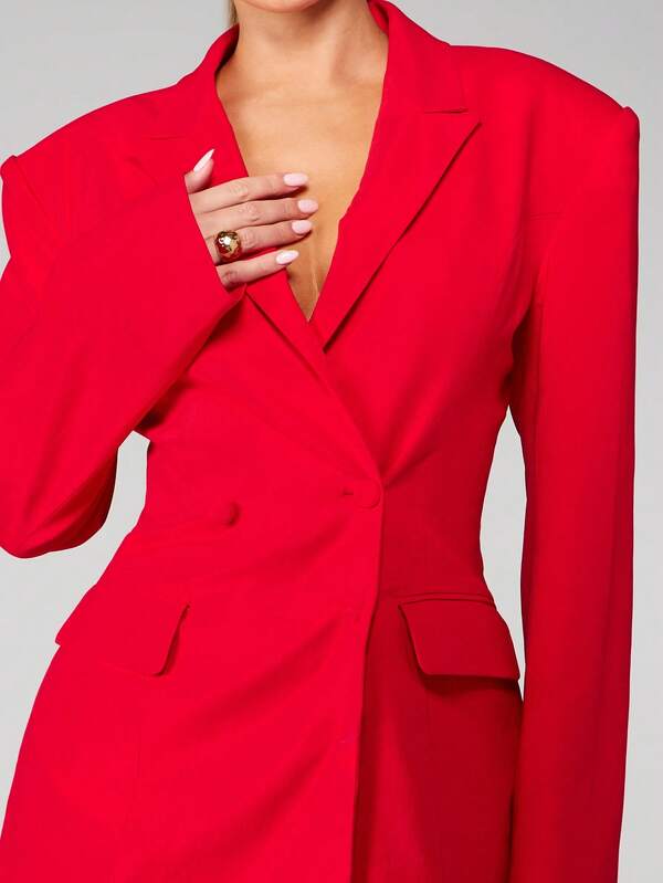 MISSGUIDED Double Breasted Blazer Dress With Padded Shoulders