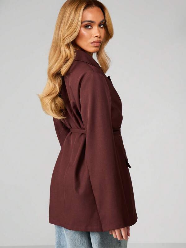 MISSGUIDED Double Breasted Blazer With Belt