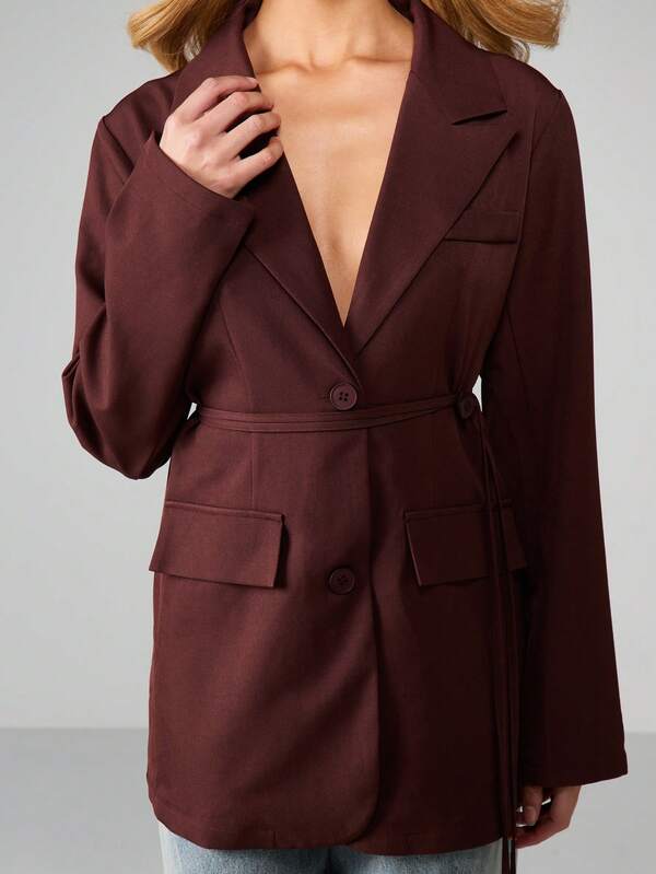 MISSGUIDED Double Breasted Blazer With Belt
