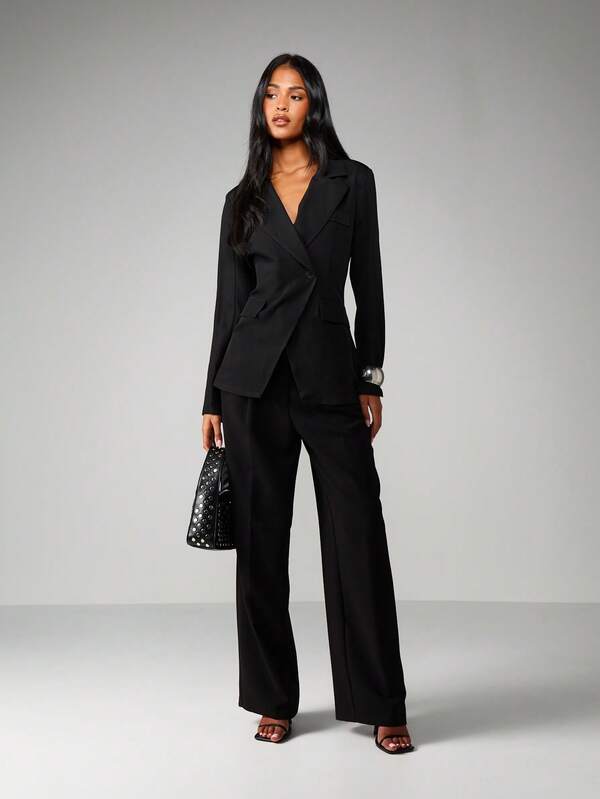 MISSGUIDED Double-Breasted Blazer With Lapel Collar