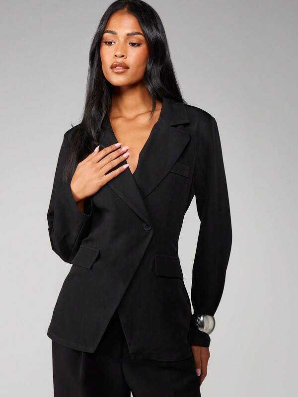 MISSGUIDED Double-Breasted Blazer With Lapel Collar