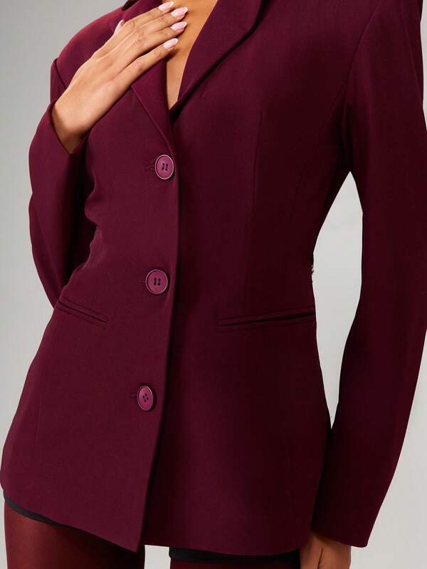 MISSGUIDED Double Breasted Fitted Blazer With Rhinestone Belt