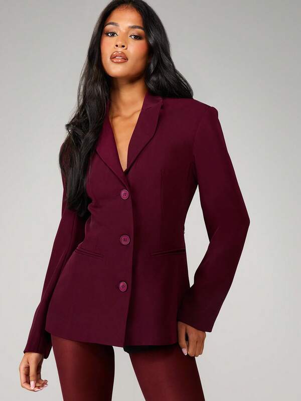 MISSGUIDED Double Breasted Fitted Blazer With Rhinestone Belt
