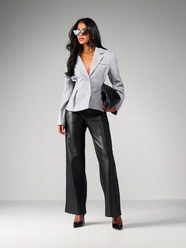MISSGUIDED Double Breasted Lapel Collar Blazer