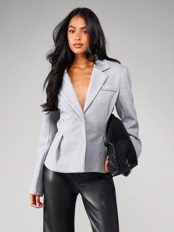 MISSGUIDED Double Breasted Lapel Collar Blazer