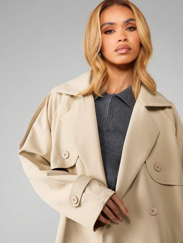 MISSGUIDED Double-Breasted Trench Coat With Belt