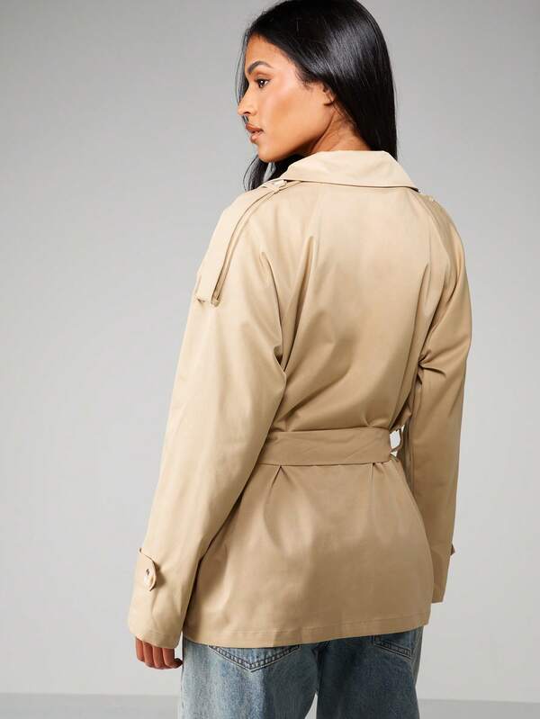 MISSGUIDED Double Breasted Trench Coat With Belt