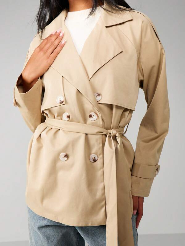 MISSGUIDED Double Breasted Trench Coat With Belt
