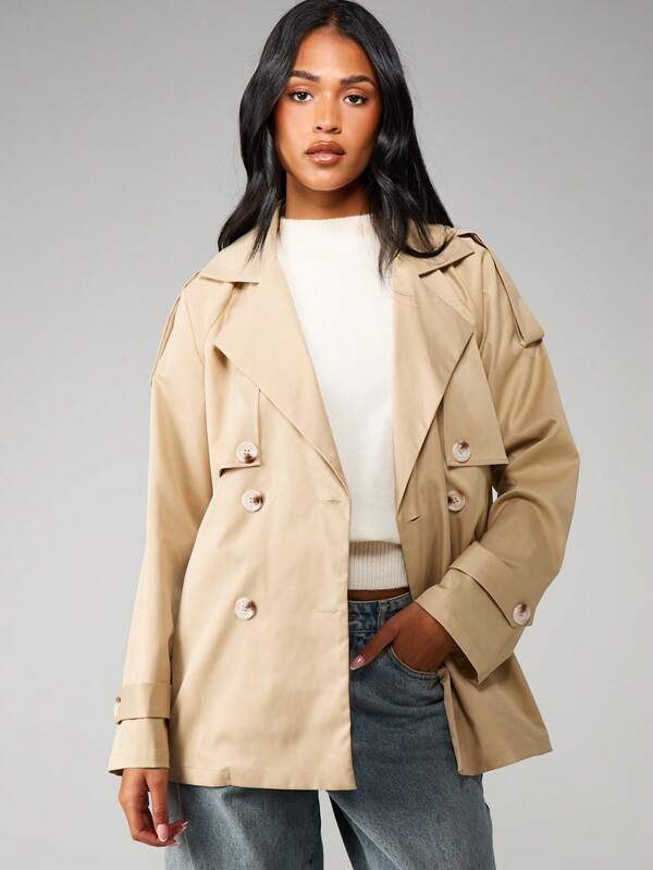 MISSGUIDED Double Breasted Trench Coat With Belt