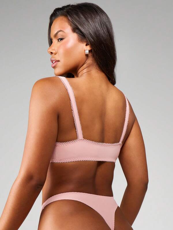 MISSGUIDED Double Lined Bralette With Picot Trim And Ruched Detail