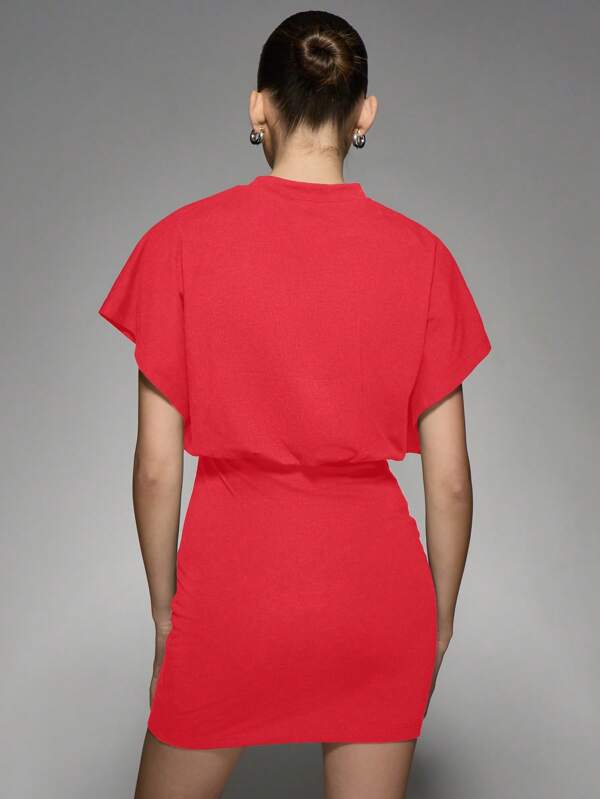 MISSGUIDED Draped Shoulder Bodycon Mini Dress