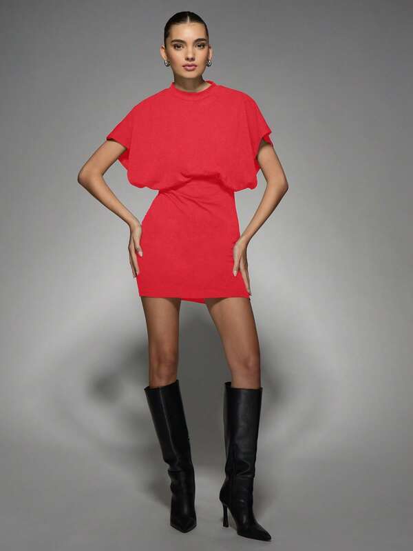 MISSGUIDED Draped Shoulder Bodycon Mini Dress