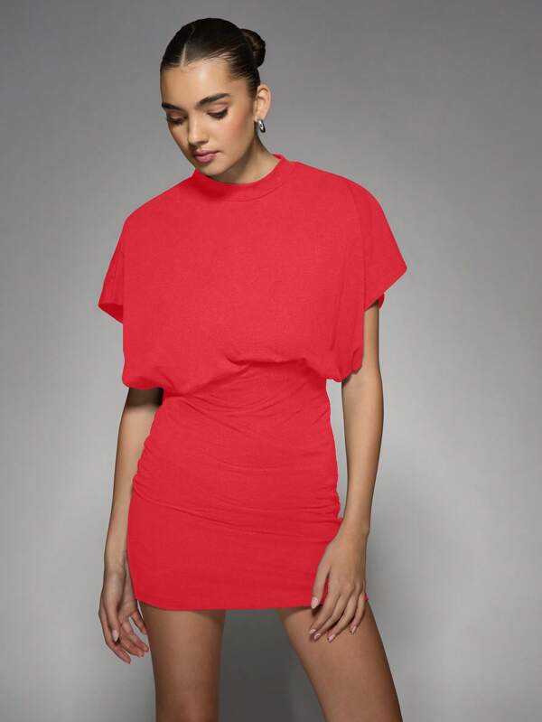 MISSGUIDED Draped Shoulder Bodycon Mini Dress