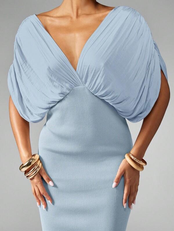 MISSGUIDED Draped Sleeve Maxi Dress With Empire Waist