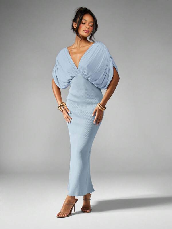 MISSGUIDED Draped Sleeve Maxi Dress With Empire Waist