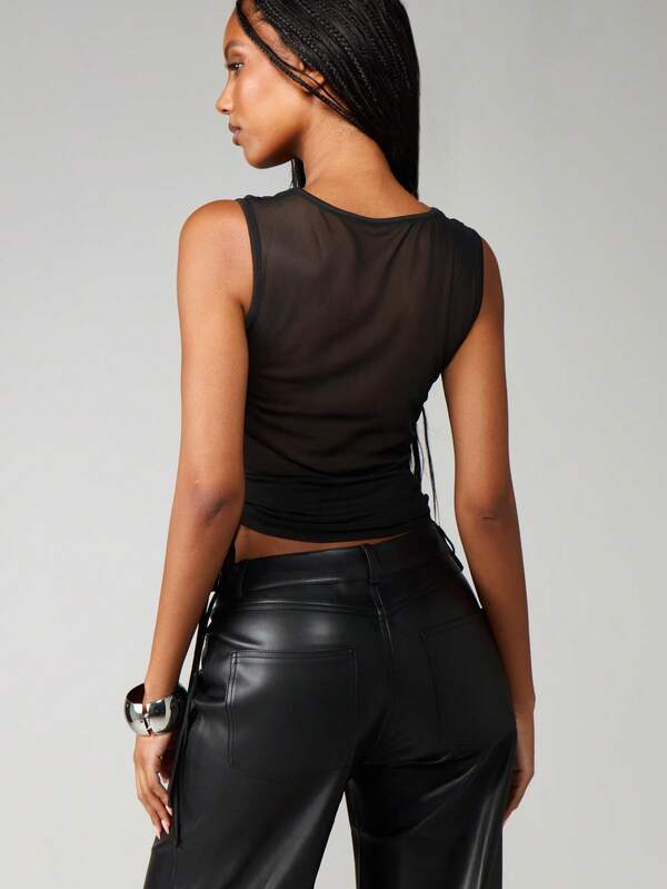 MISSGUIDED Draped V-Neck Tank With Side Ties