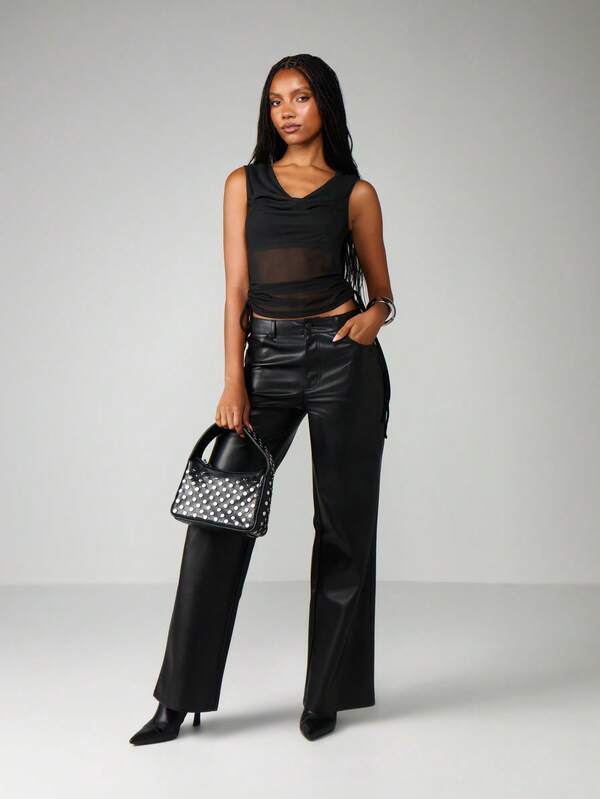 MISSGUIDED Draped V-Neck Tank With Side Ties