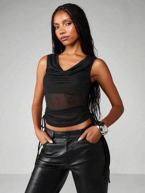 MISSGUIDED Draped V-Neck Tank With Side Ties