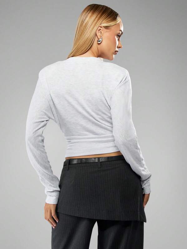 MISSGUIDED Drop Shoulder Gathered Waist Top