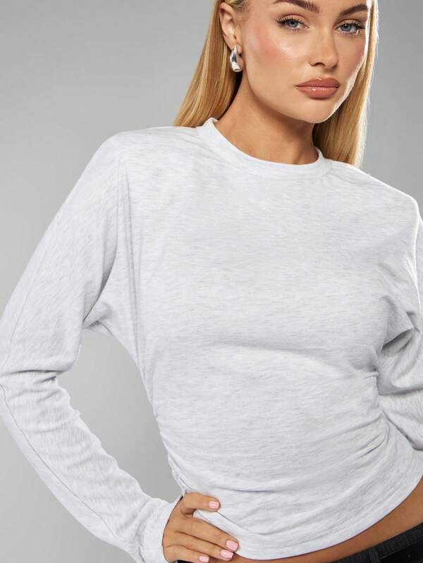 MISSGUIDED Drop Shoulder Gathered Waist Top