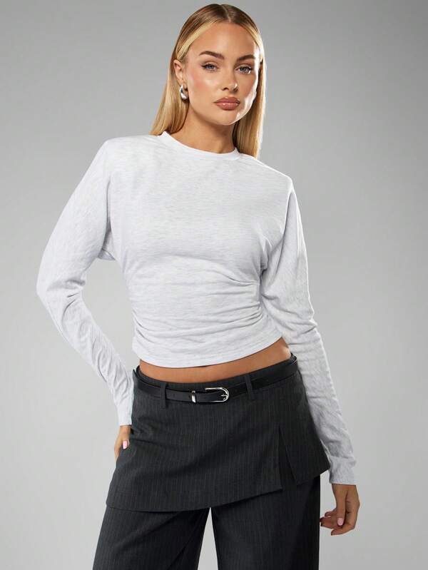 MISSGUIDED Drop Shoulder Gathered Waist Top