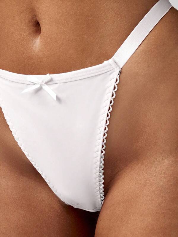 MISSGUIDED Elastic Side Strap Thong With Scalloped Edge