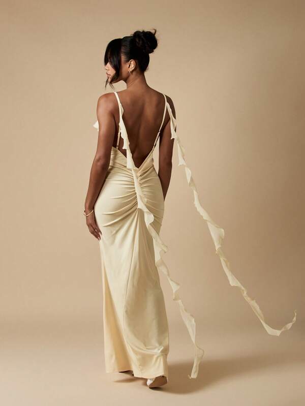 MISSGUIDED Elegant Backless Ruffle Mermaid Women Maxi Dresses
