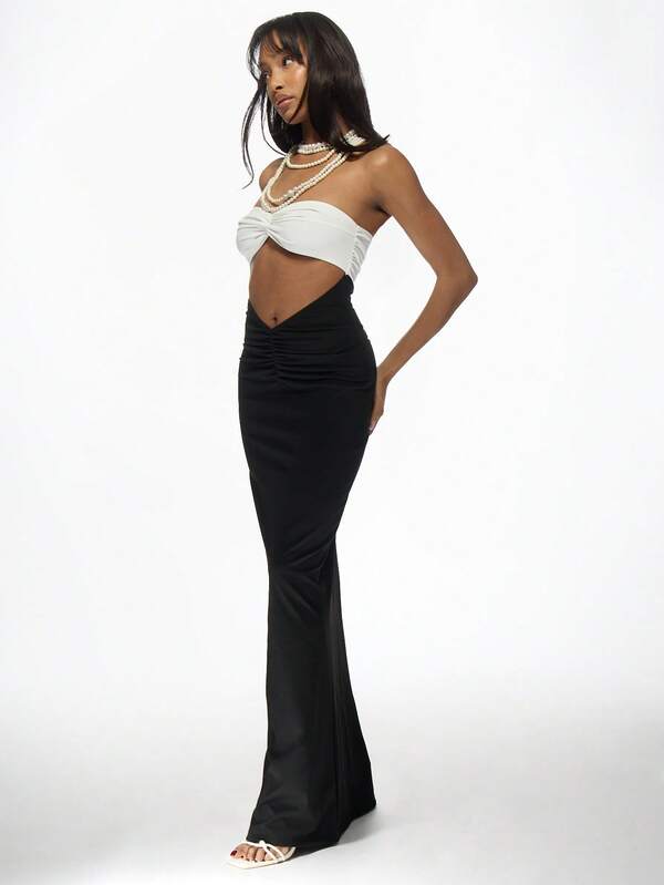 MISSGUIDED Elegant Bandeau Cut Out Women Long Dresses