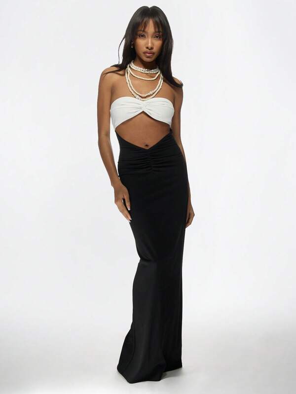 MISSGUIDED Elegant Bandeau Cut Out Women Long Dresses