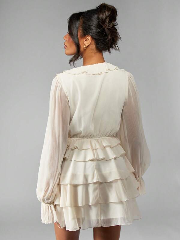 MISSGUIDED Elegant Chiffon Tiered Ruffle Flowy Mini Dress