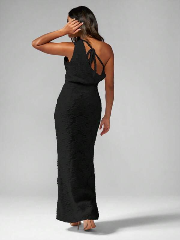 MISSGUIDED Elegant Devore One Shoulder Ruffle Maxi Dress