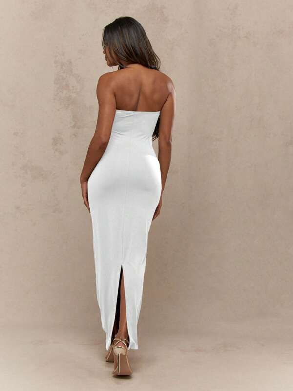 MISSGUIDED Elegant Formal Strapless Bandeau Bodycon Long Dress
