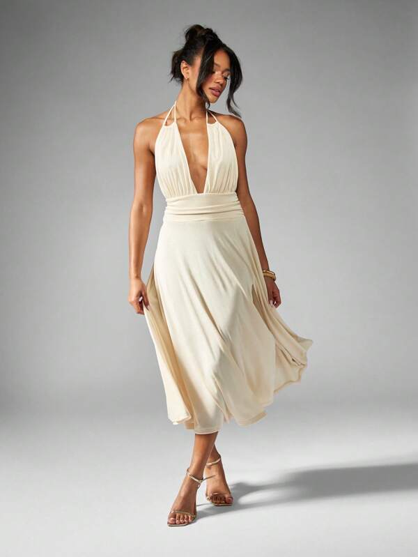 MISSGUIDED Elegant Halter Neck A Line Midi Dresses