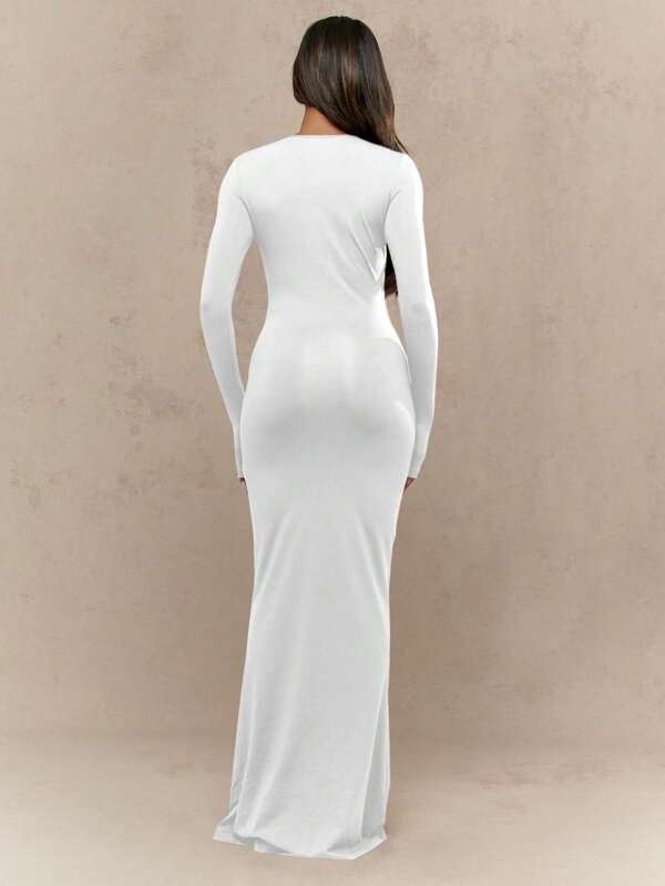MISSGUIDED Elegant Long Sleeve Maxi Dress Bodycon Floor Length