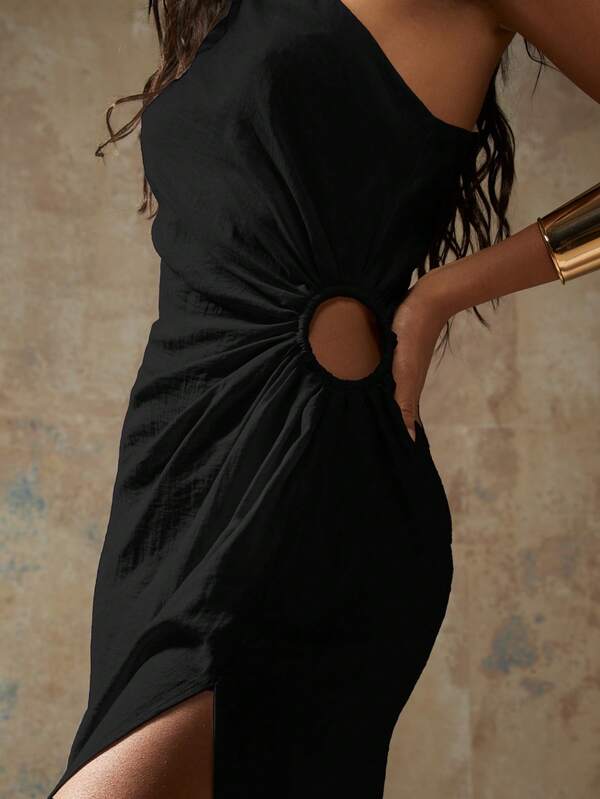MISSGUIDED Elegant Modern One Shoulder Cutout Long Dresses