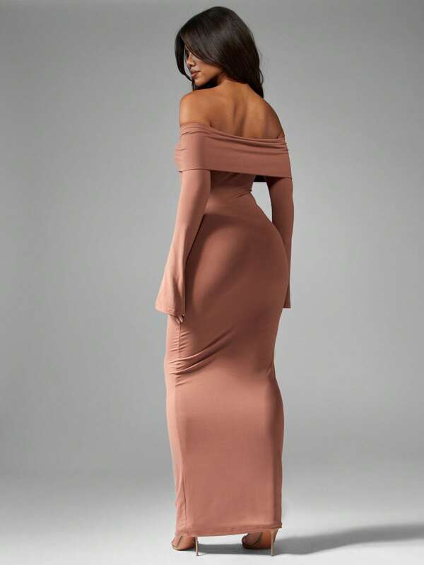 MISSGUIDED Elegant Off Shoulder Bardot Fishtail Maxi Dress