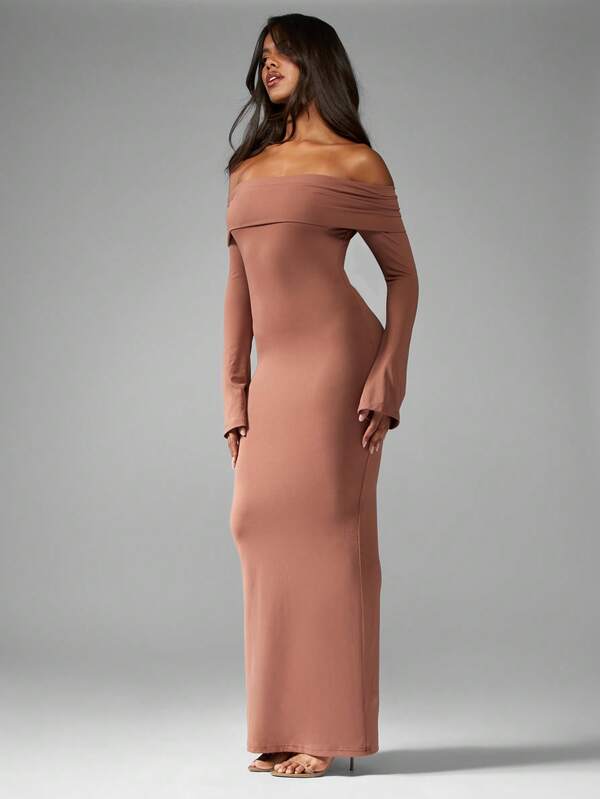 MISSGUIDED Elegant Off Shoulder Bardot Fishtail Maxi Dress