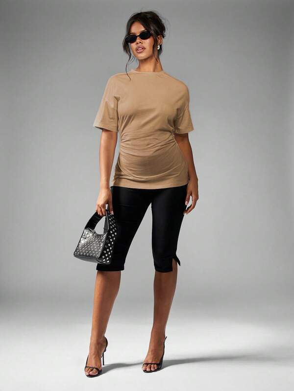 MISSGUIDED Elegant Oversized Cinched Waist Design T Shirt