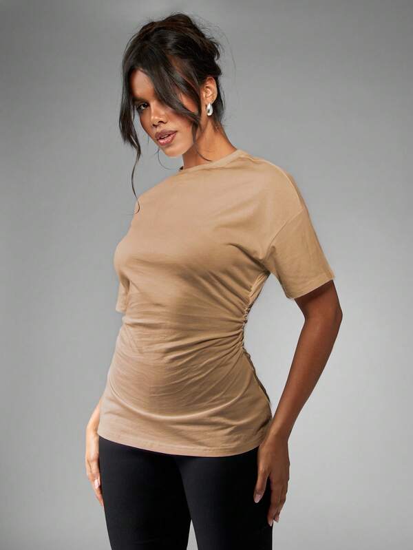 MISSGUIDED Elegant Oversized Cinched Waist Design T Shirt