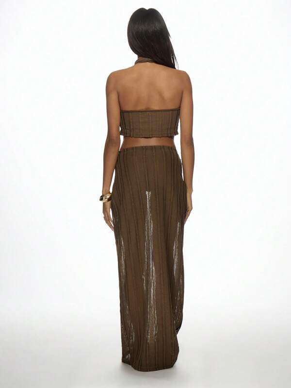 MISSGUIDED Elegant Ribbed Crochet Two-Piece Set